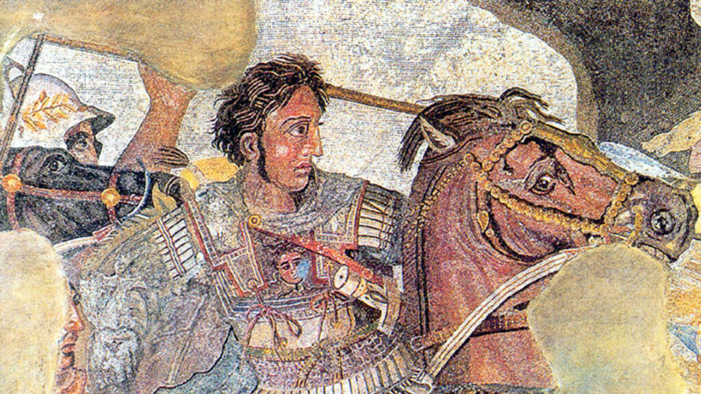 Alexander the Great on a mosaic found at Pompeii