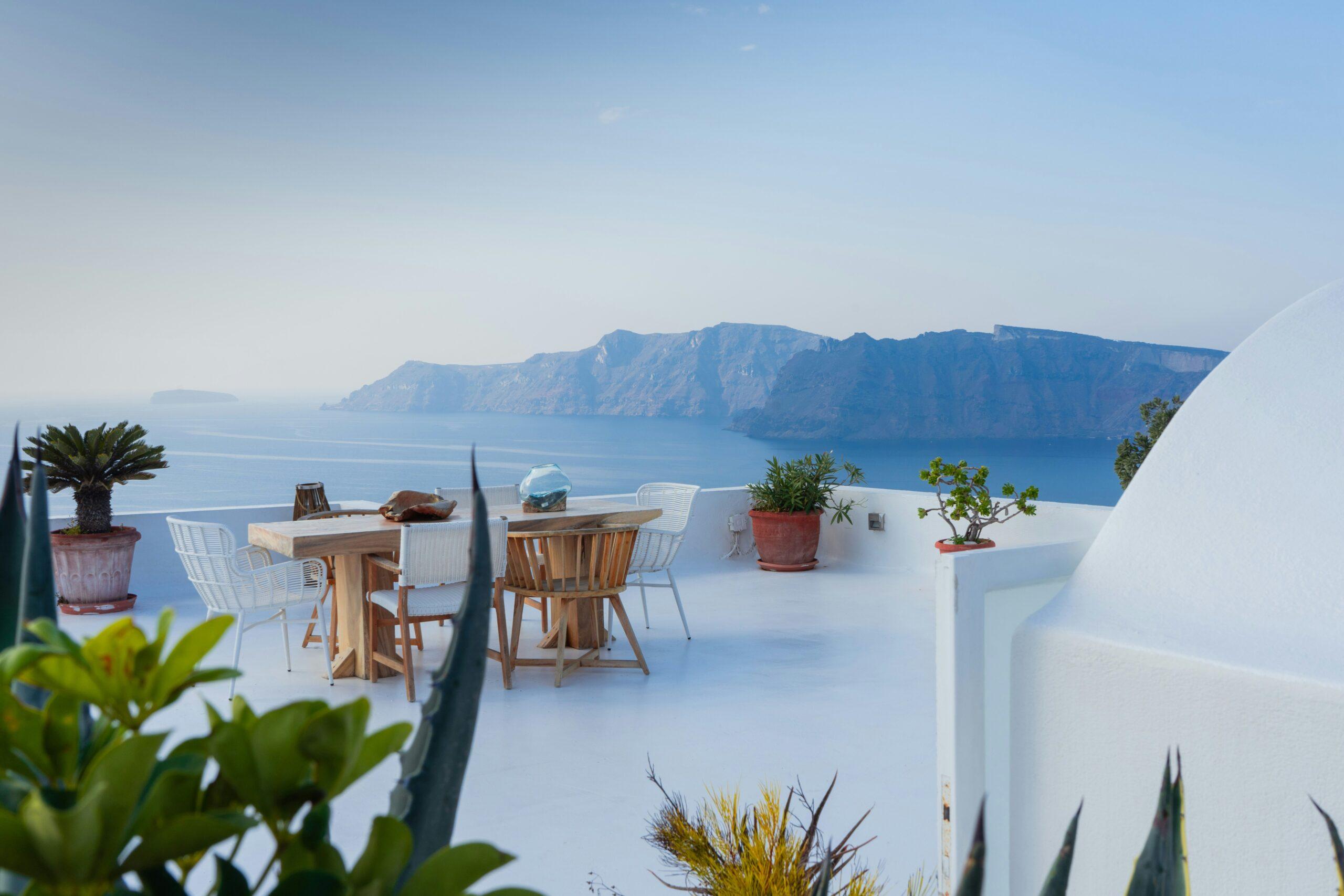 Oia balcony with caldera view