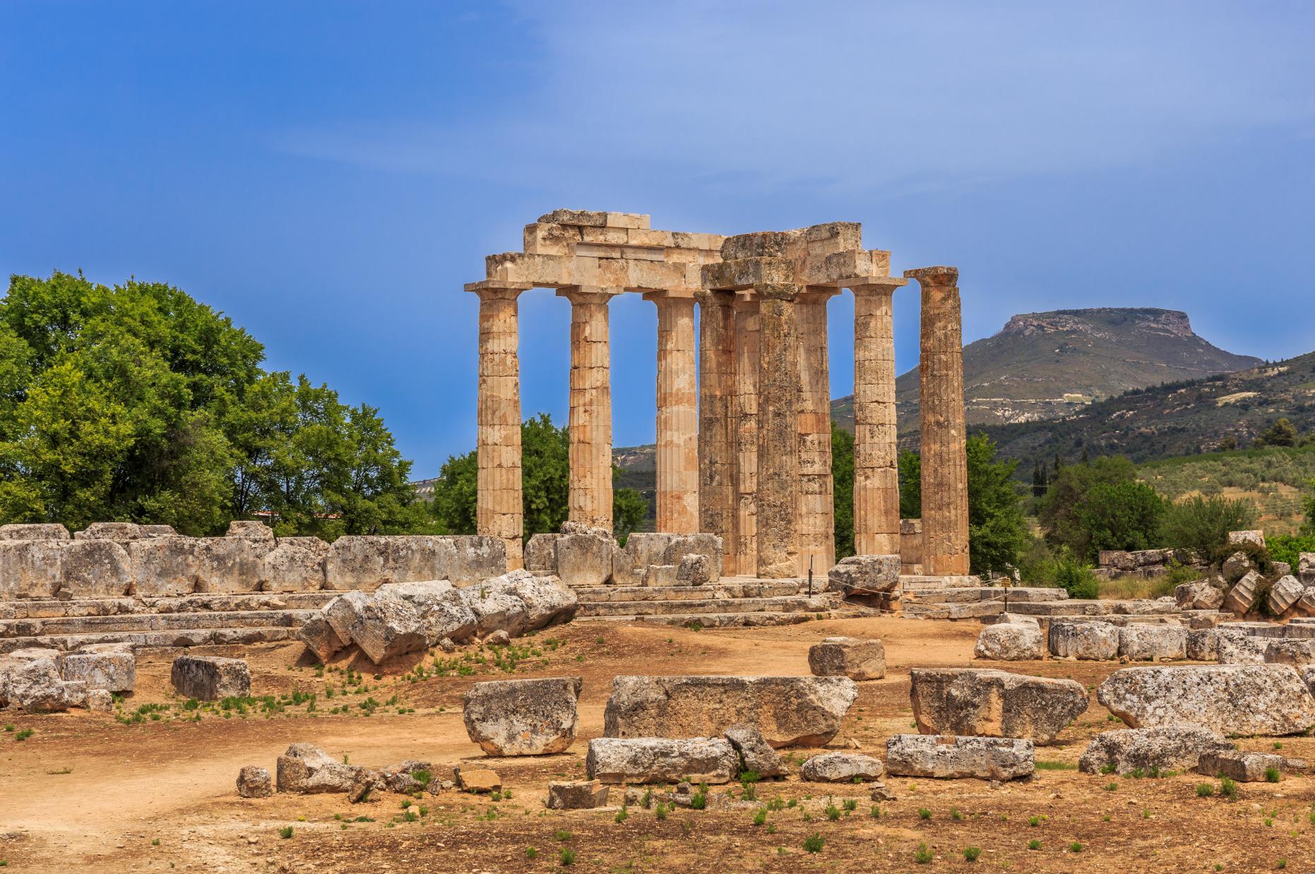 Ancient Nemea Temple of Zeus archaeological site Peloponnese Greece